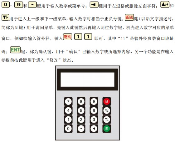 防爆超聲波流量計按鍵面板說明圖